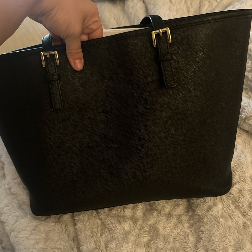 Michael Kors Black Saffiano Leather Tote with MK Charm - Picture 2 of 4